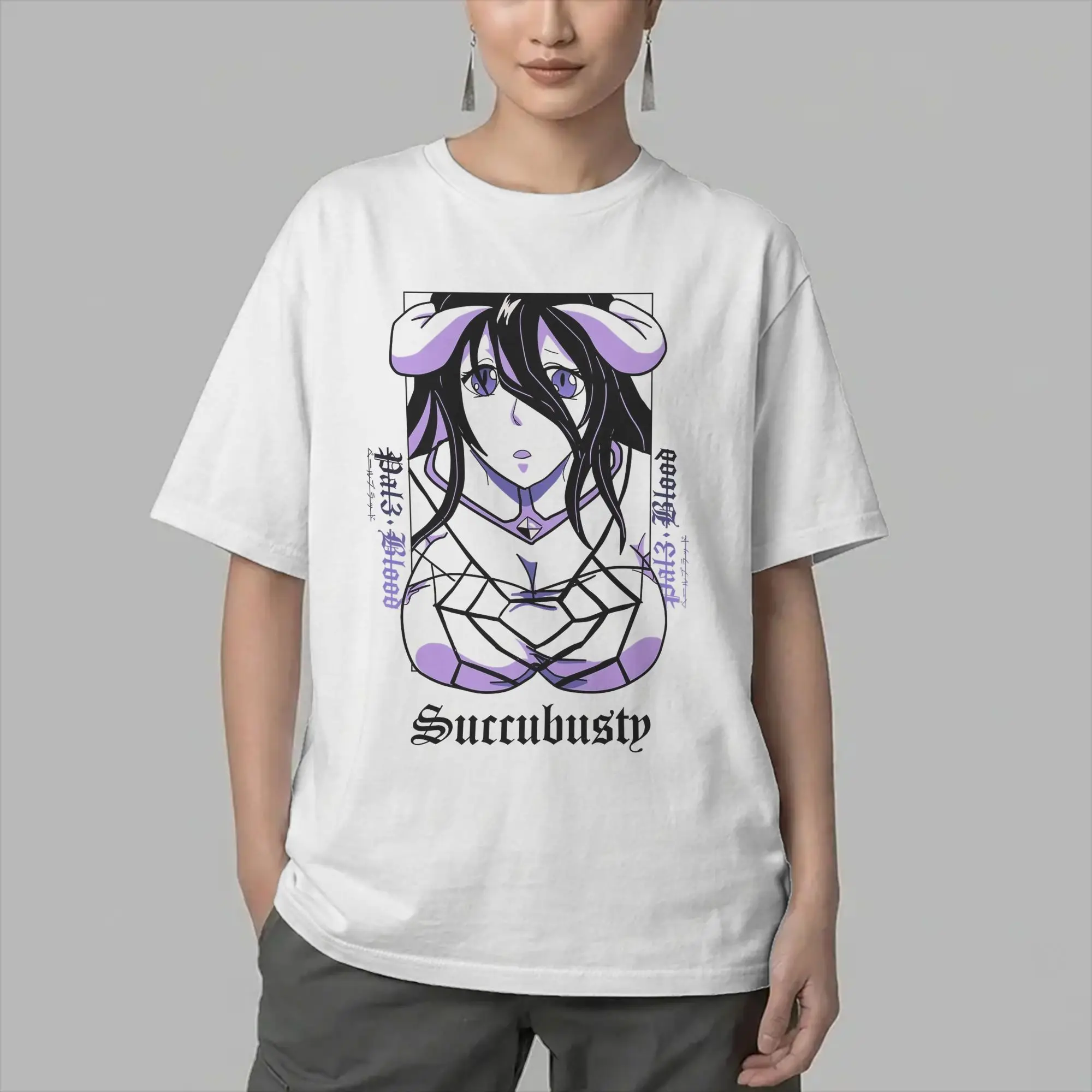 Vintage Albedo Japanese Anime T-Shirts for Men Round Neck Pure Cotton T Shirts  Short Sleeve Tee Shirt 4XL 5XL Tops