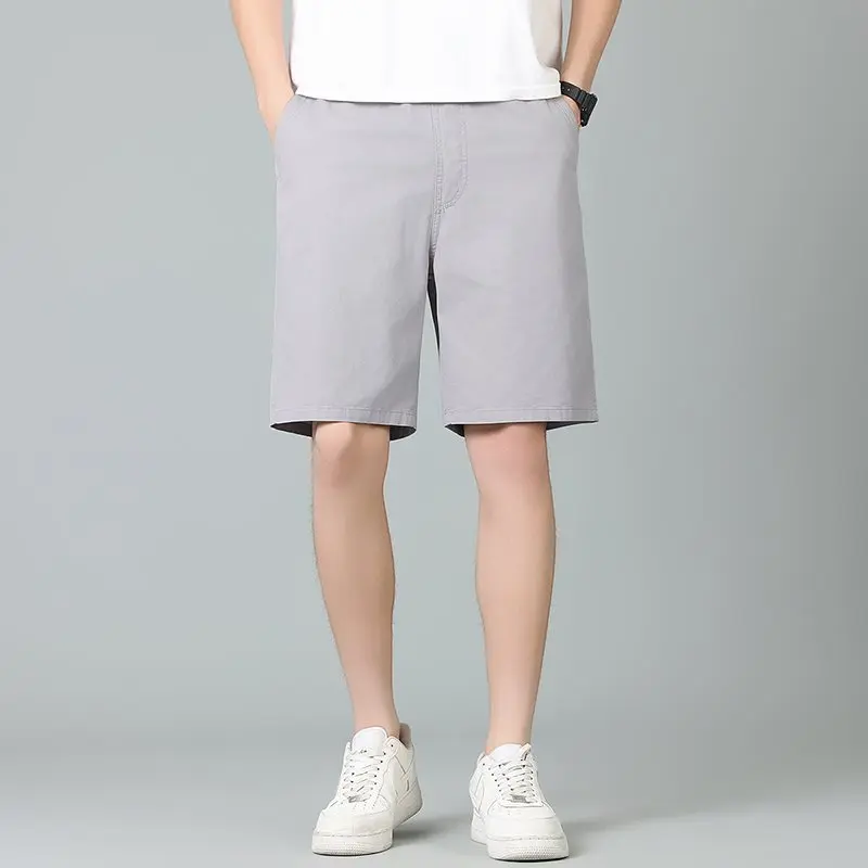 

Мужские свободные хлопковые шорты для повседневной носки, длиной до колена, дышащие, комфортные, со средней посадкой, весна-лето