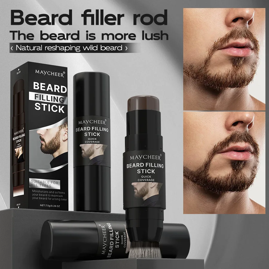 2 In 1 Beard Pencil Filler Beard Filling Stick And Brush Waterproof Beard Pen Dyeing Stick Long Lasting Moustache & Hair Makeup