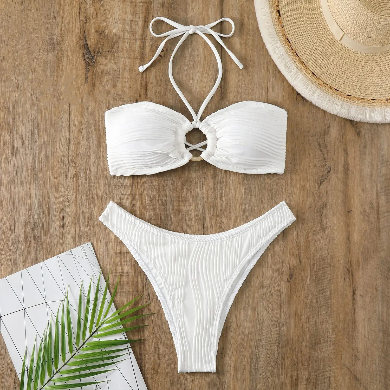 White Swimsuit Women Bathing Suit Bandeau Bikini 2024 Mujer Biquinis Feminino Swimwear Thong Bikini Set Beachwear Sexy Bikinis