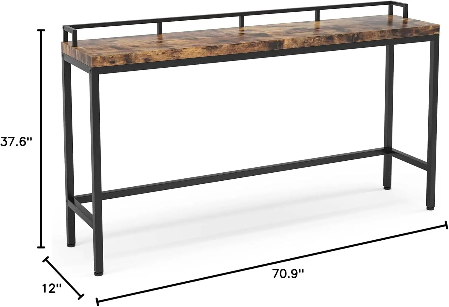 Mesa de sofá extralarga de 70,9 pulgadas, consola estrecha detrás del sofá, mesa de entrada Industrial rústica, mesa de pasillo delgada para Li