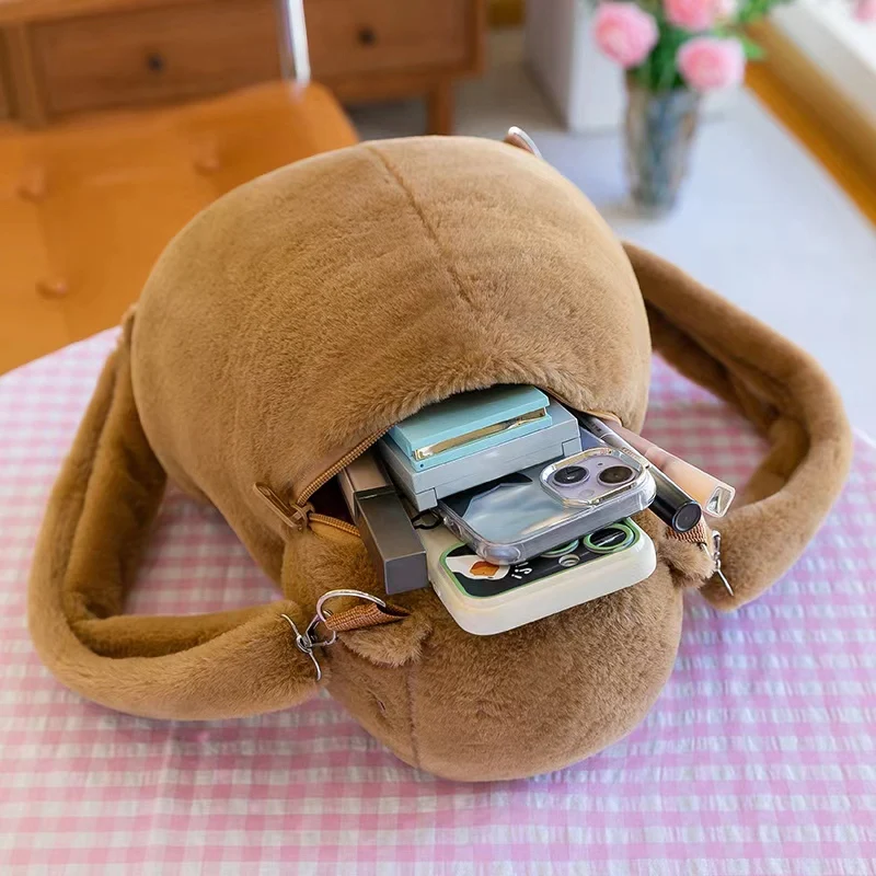 Kawaii Creative Animal Capybara Plush Backpack Doll Bow Food Fries Burger Flower Miękka pluszowa torba na ramię Prezent dla chłopców i dziewcząt