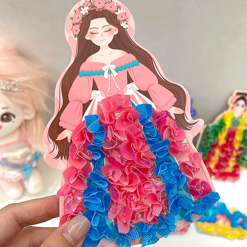 DIY Malerei Aufkleber Handwerk Spielzeug handgemachte Stochern Malerei Prinzessin Kleid Spaß 2024 Prinzessin verkleiden Zeichnung Puzzle Mädchen Geschenke