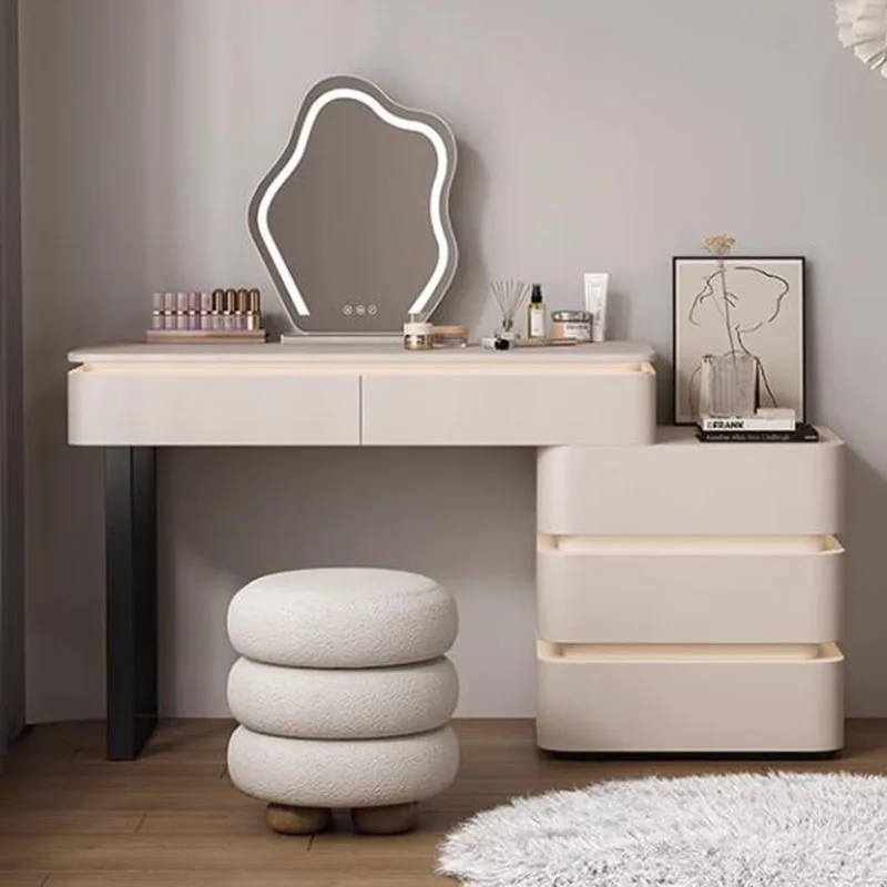 Toaletka lekka lustro krzesła Nordic Wood szuflady do przechowywania szafki szafki nocne sypialnia Tocador Maquillaje wystrój pokoju