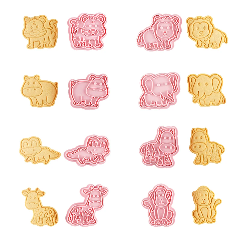 Animal Cookie Cutters For Kids: Animals 8 PCS Cookie Cutters Set With Lion, Giraffe, Hippo, Elephant, Crocodile, Zebra, Tiger