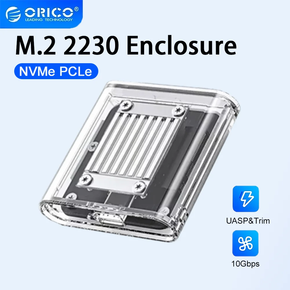 

ORICO M2 SSD Case M.2 NVMe SSD Enclosure box For 2230 SSD Adapter USB 3.2 10Gbps Super Speed External Enclosure Supports 2TB Max