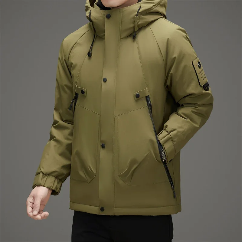 YEAE Down Jacket Men's Winter New Style Hooded Duck Down Thick Warm Workwear Jacket Winter Jacket