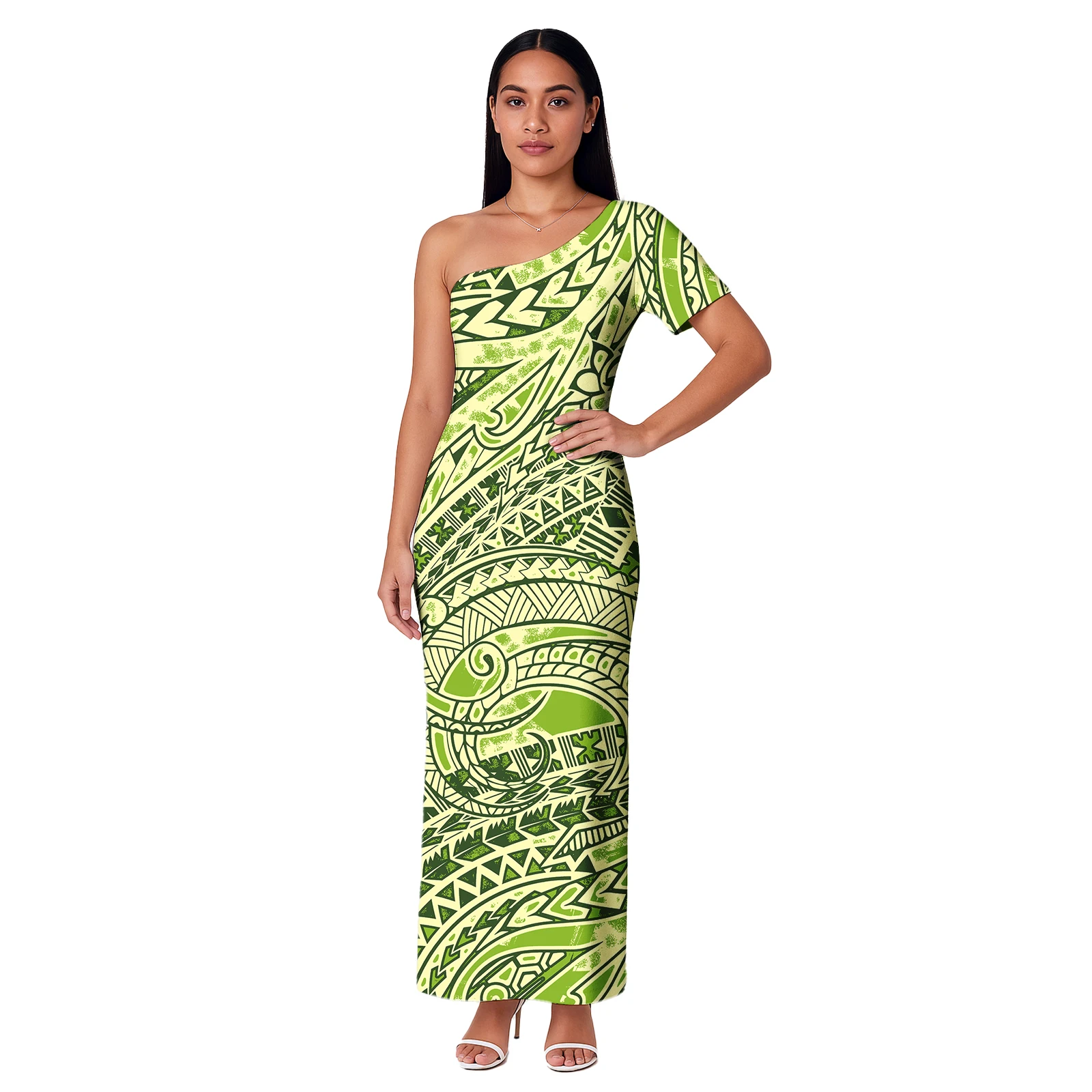 ร้อนขายเกาะสไตล์สุภาพสตรีชุดPolynesian Tribal Midiชุดลําลองผู้หญิงElegant Plusขนาดชุดสตรี