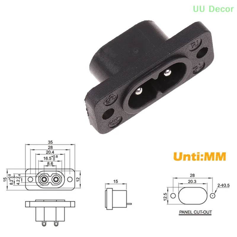 C8 toma de corriente macho y hembra, toma de corriente eléctrica integrada de 35mm x 15mm, CA de 2.5A, 250v, enchufe en forma de 8