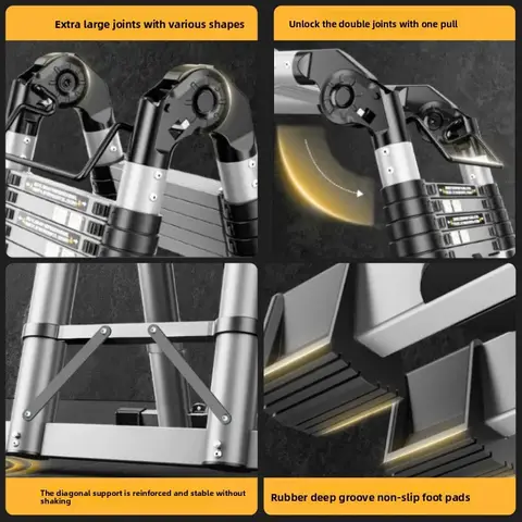 스테인레스 스틸 텔레스코픽 사다리 다기능 조인트 이중 목적 접이식 가정용 사다리 대나무 조인트 리프팅 계단 도구