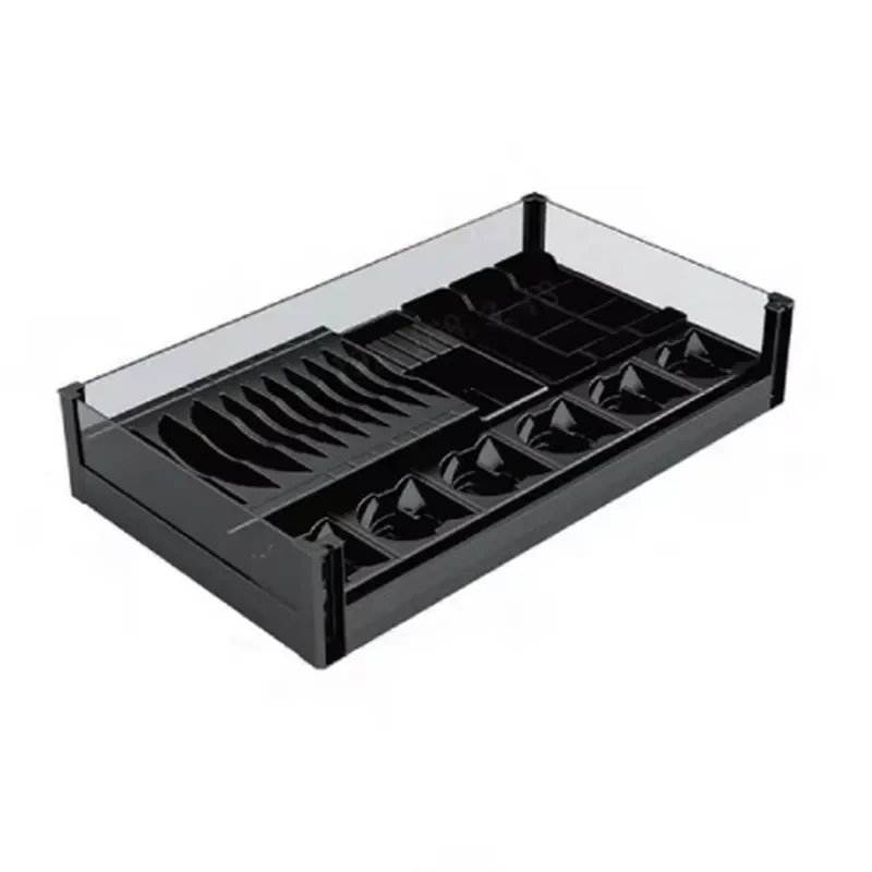 Modern Aluminum Kitchen Cabinet Drawer Basket Tempered Glass Storage Organizer Multifunctional Hotel Pantry Pull Out Wire