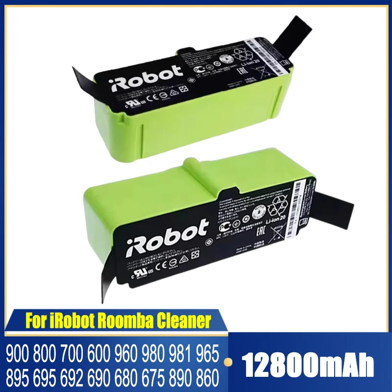 14.4V lithium battery pack, 12800mAh, for iRobot Roomba 900 800 700 600 series robot vacuum cleaner, 960 980 981 965 895 890 860