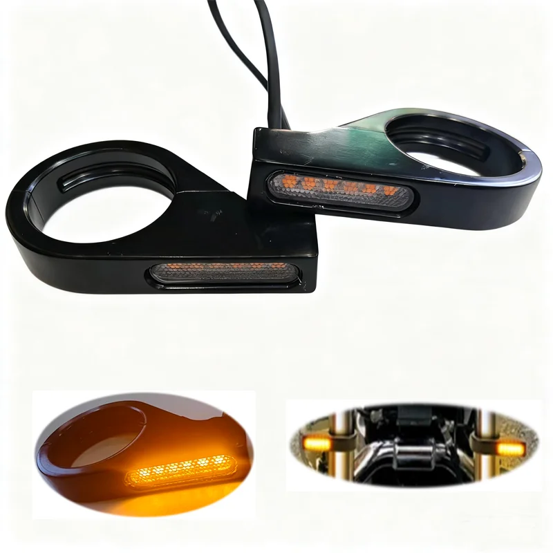 Motorcycle 39-41mm Fork Tubes Turn Signal Lights LED High Brightness  Indicator Lamp Aluminum Alloy For Scooter Dirt Bike