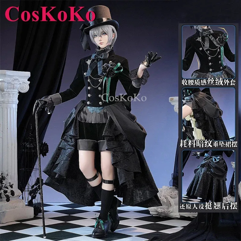 

CosKoKo Ciel Phantomhive Cosplay Anime Black Butler Costume The Black Rose Gorgeous Dress Halloween Party Role Play Clothing New