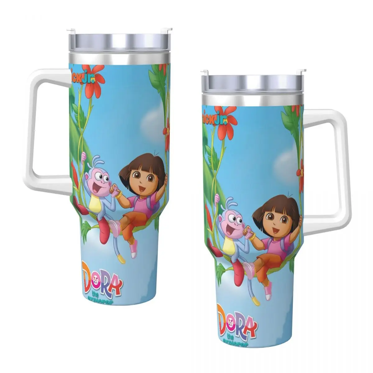 Doras The Explorer Stainless Steel Tumbler Beach Mugs Cup 40oz Thermal Cups Heat Preservation Cold Drink Milk Tea Water Bottle