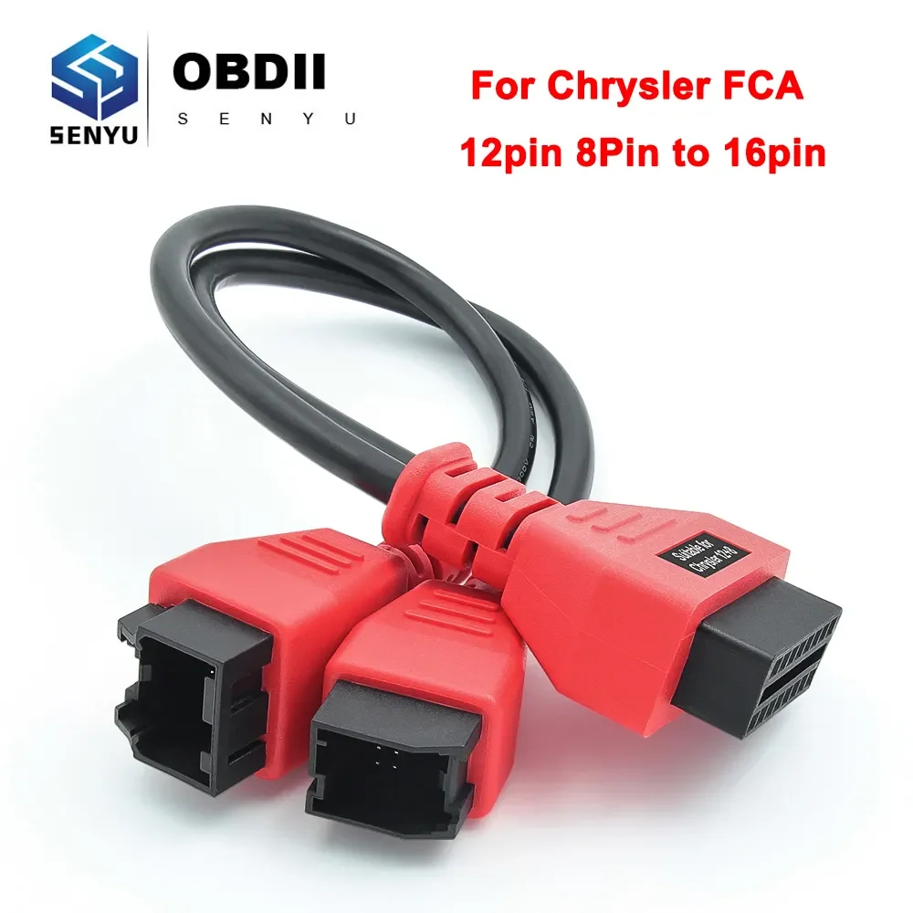 For Chrysler FCA 12pin 8Pin to 16pin OBD2 Extension Cable Male to Female for Alfaobd Car Diagnostic auto Tool OBD 2 Connector