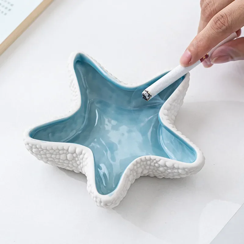 New Ashtray Creative Personality Trend Fashion Anti-fly Ash Home Living Room Nordic Starfish Ins Style Ceramic Ornaments Gifts