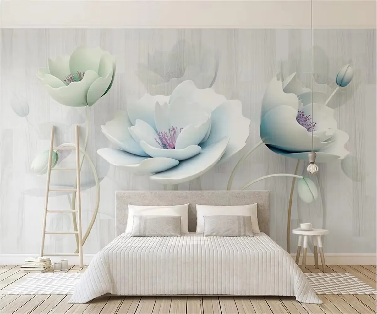 Customized Wallpaper Living room bedroom Nordic flower marble texture 3d stereo TV background wallpapers home decor