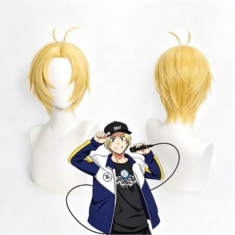 Sakamoto Days Asakura Nobuto cosplay wig, golden yellow, simulated scalp, flipped-out middle-parted short hair