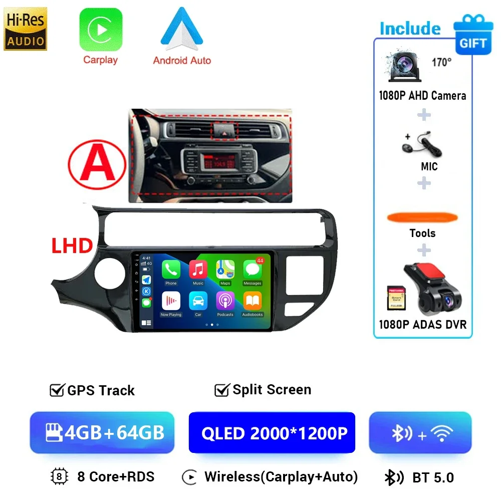 Android 16 Autoradio voor KIA K3 RIO 2011 2012 2013 2014 2015 Multimedia Speler 2 Din Carplay Stereo GPS Wifi DVD Luidsprekers 4G