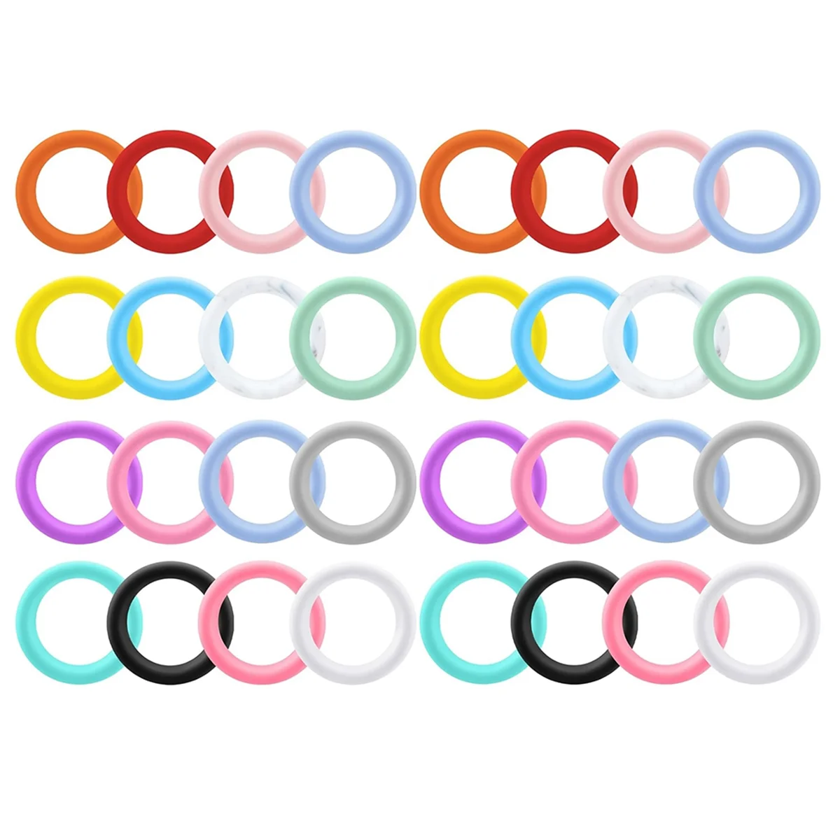 32Pcs Silicone Beadable O Rings 65mm Round Silicone Loop with 2 Hole for DIY Keychain Necklace Bracelet Jewelry Making