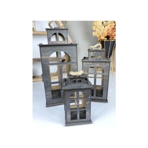 Muya Hause Laser Cut Holz Laterne 3'lü