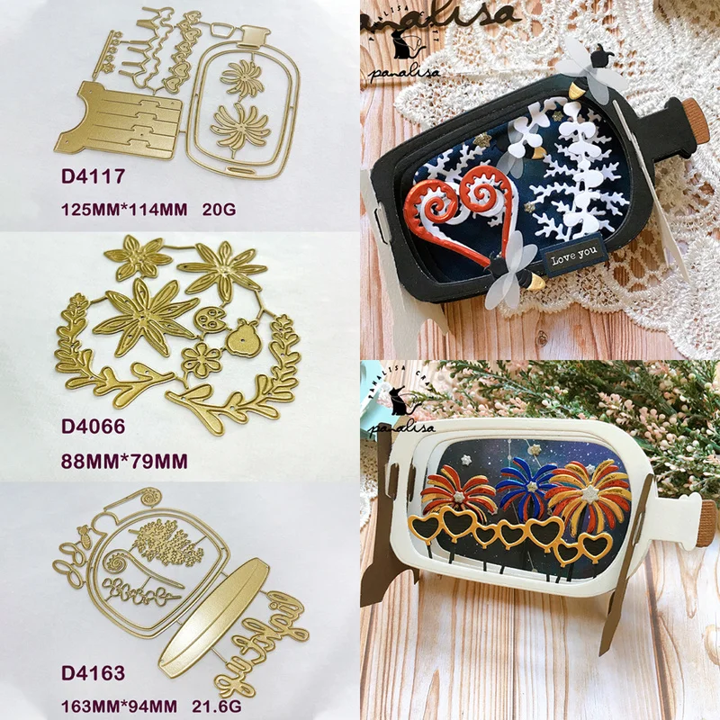 Message Bottle Floral Firework Metal Cutting Dies DIY Scrapbooking Cardmaking Embossing Paper Craft Handmade Decoration Template