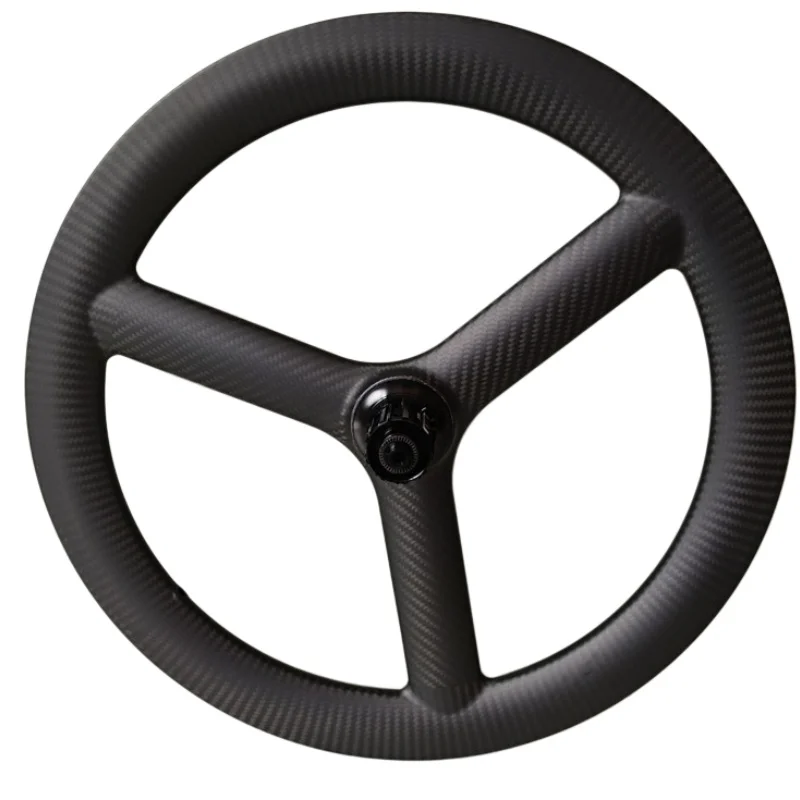 QORA 20 Inch 451 3-Spoke Carbon Wheels 40mm Depth 25mm Width Fixed Gear Hubs for Track/Road Racing