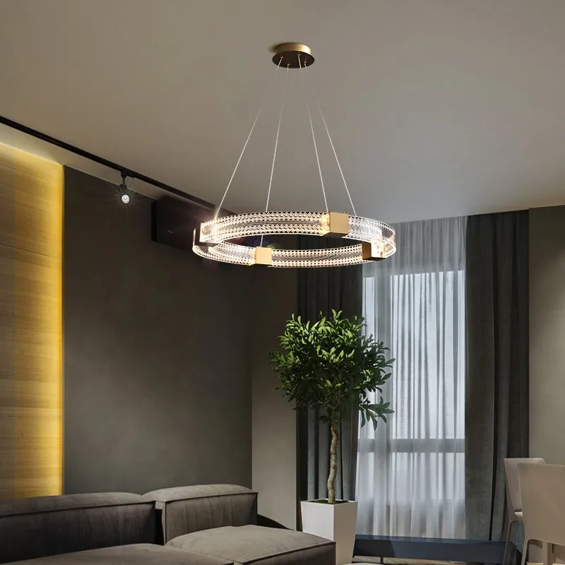 Nordic style loft Annulus LED Pendant Light living room Restaurant study Led Strip hanging lamp Copper Bar office Lighting