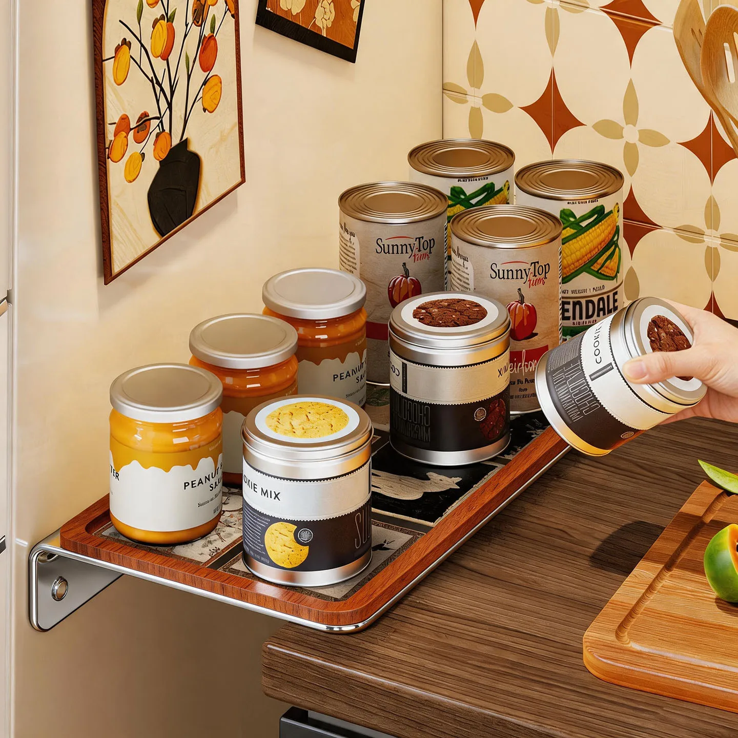 Magnetic Refrigerator Gap Extension Shelf Black Carbon Steel No Drill Single Platform In Cm Or Length Approximately Deep Kitchen