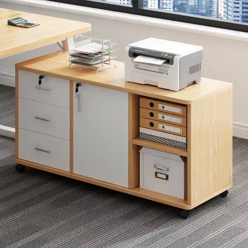 Mobile Office File Cabinet Vertical Wood Storage Filing Office Cabinet Furniture Locked Filing Cabinet Rolling Printer Stand