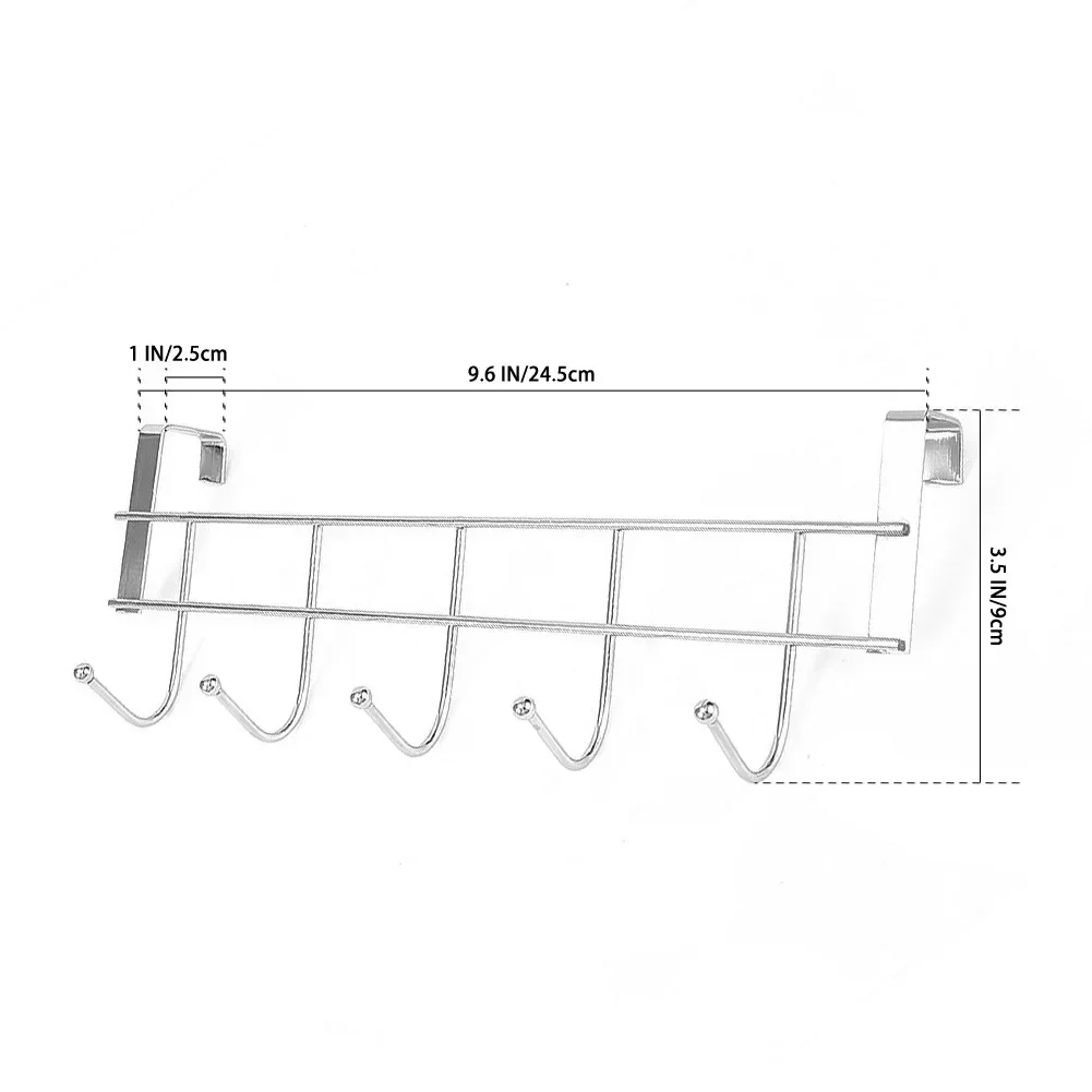 5 Hooks Behind The Door Hooks New Stainless Steel Storage Wall Hanging Wash Room Hanger Clothes Towel Convenient Storage Holder