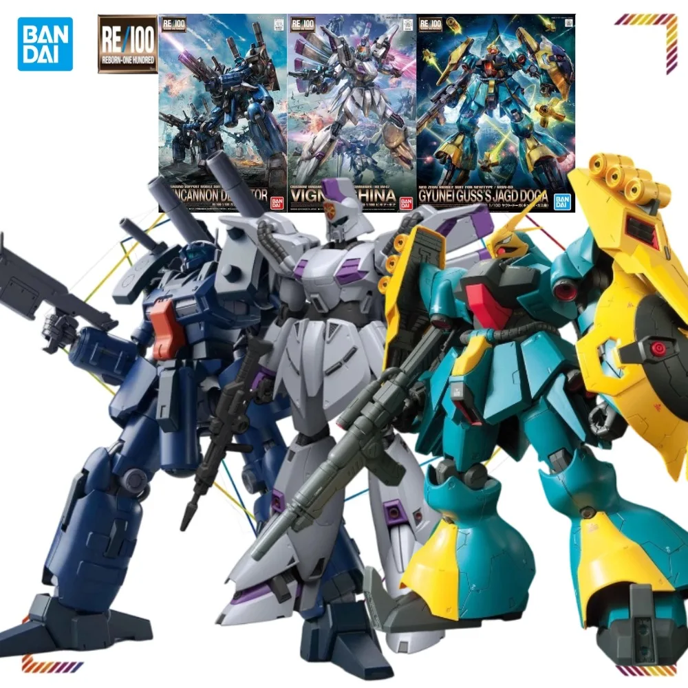 

BANDAI RE/100 Guncannon Detecto Action Figures XM-07 Vigna-Ghina Suit Gunpla MSN-03 Jagd Doga Anime Model Kit Toys