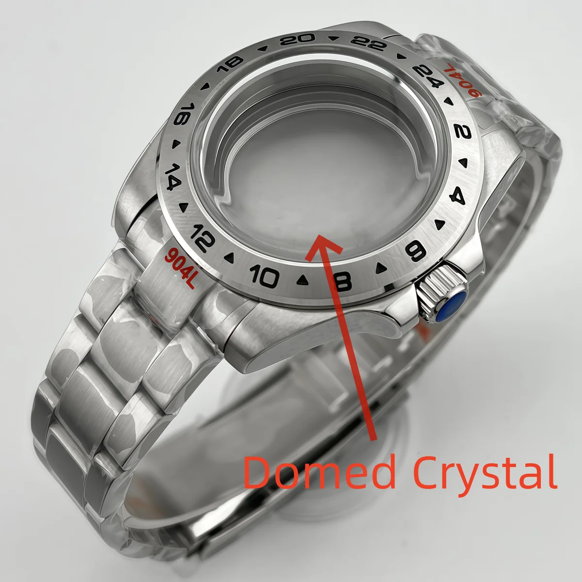 40mm Explorer Style Watch Case & Bracelet 24-Hour Fixed Bezel Domed Glass Compatible with NH34 NH35 36 Rhonda515 PT5000 Movement
