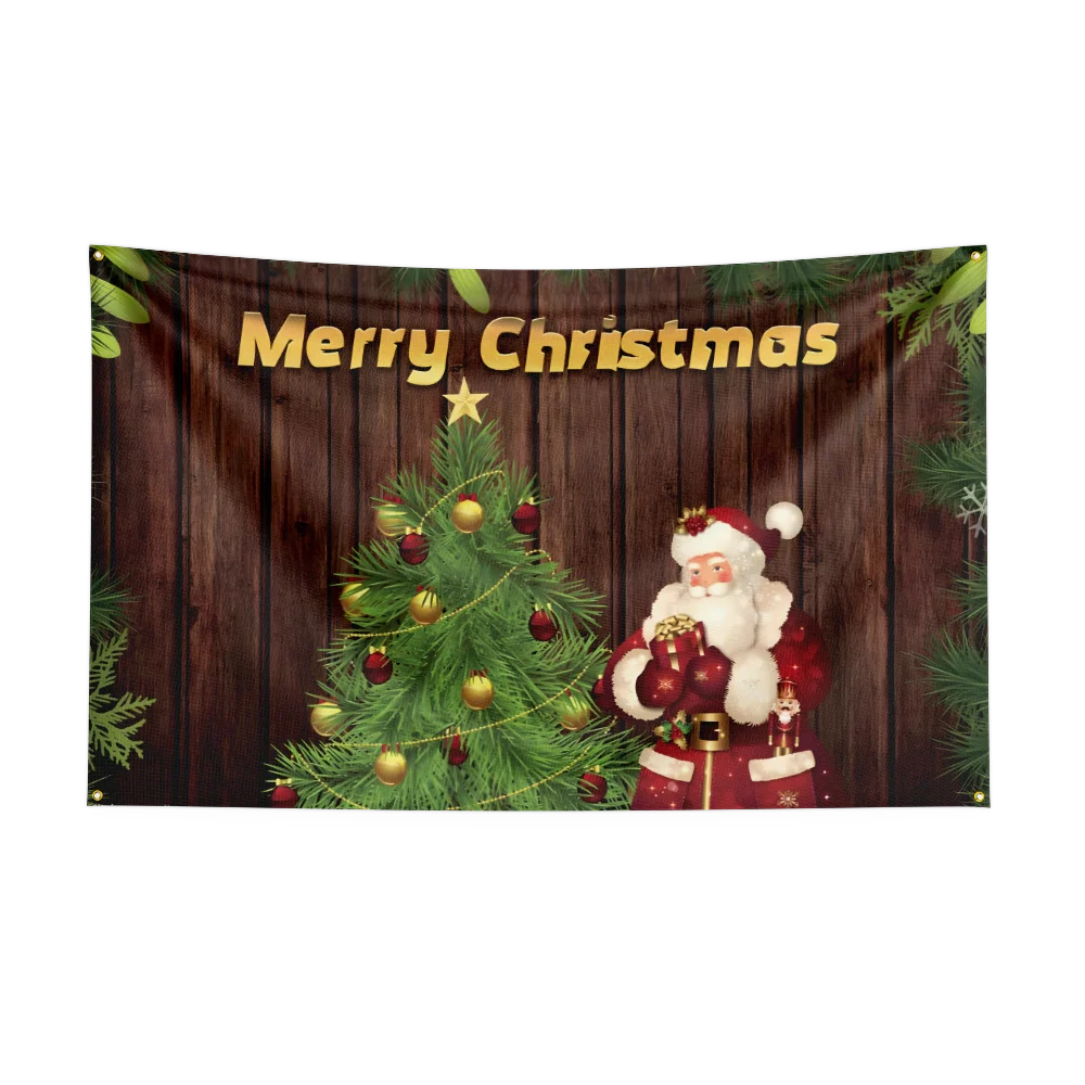 90x150CM Merry Christmas Elk Flag with Metal Grommets New Year Holiday Flag Xmas Party Garden Yard House Decoration Indoor Outdo