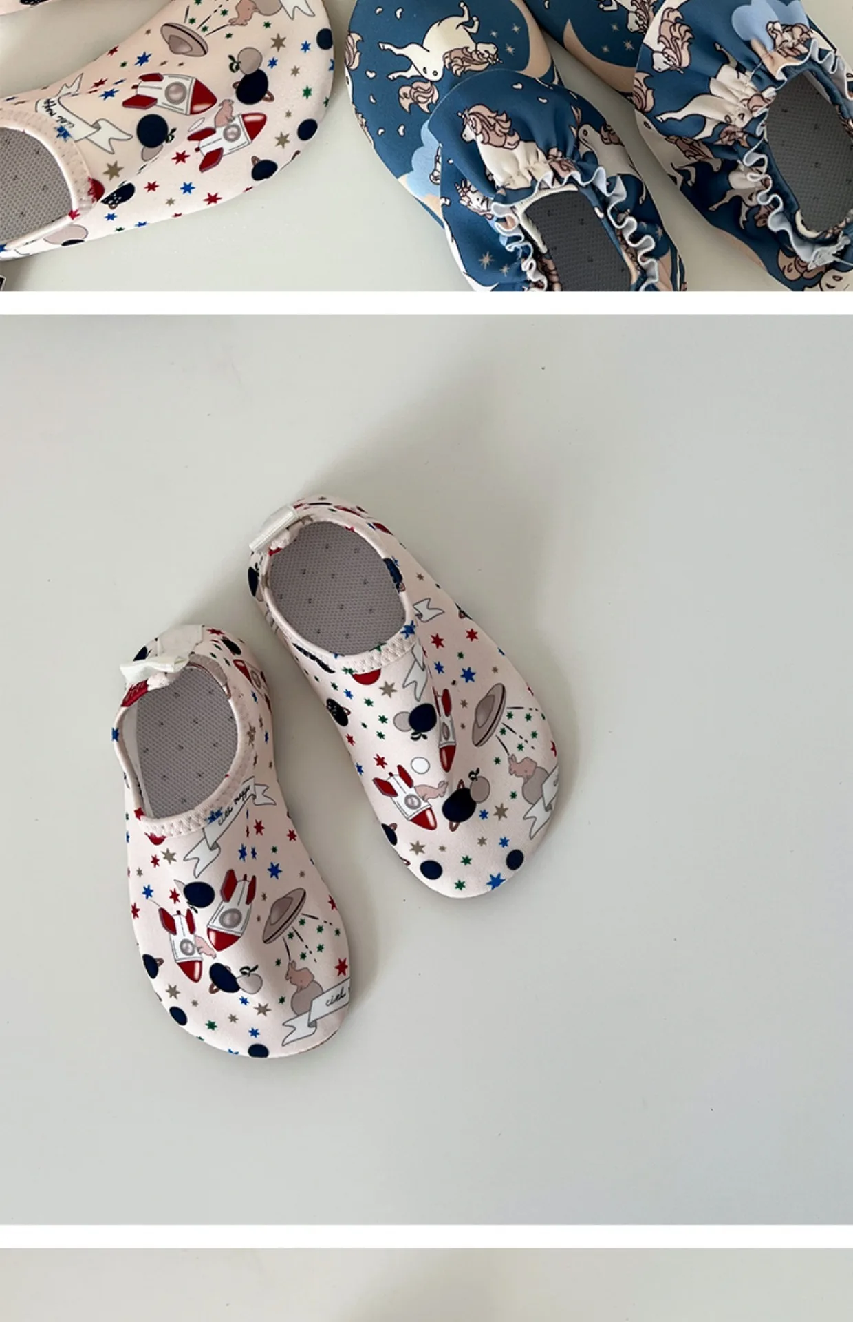 Sommerliche Cartoon-Prints Kleinkind-Strandsocken-Schuhe Schnittfestes Design Schnorchelschuhe für Jungen und Mädchen Weiche Rutschfeste Babyschuhe – Detail 6