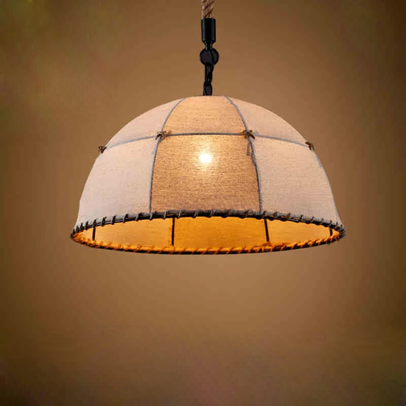 الشمال الرجعية القماش الصناعي قلادة مصباح حبل القنب شنقا أضواء الثريا تركيبات لغرفة النوم مطعم غرفة الطعام