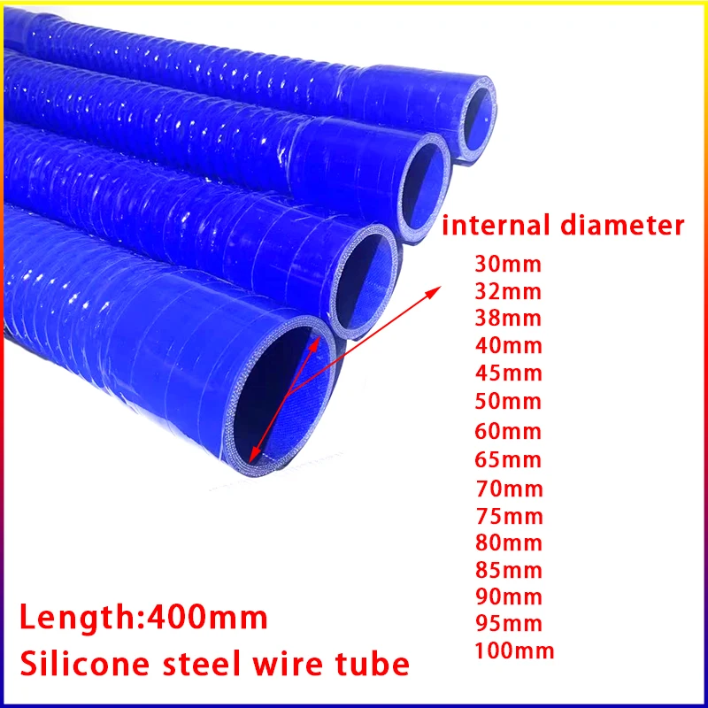 Blue Silicone Flexible Hose  ID30-100mm Length 400mm Air Intake Pipe Radiator Tube High Pressure Temperature R