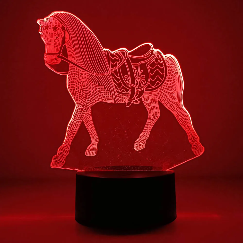 Animal Horse Night Light for Kids 3D Illusion Night Lamp Color Changing Room Decor Xmas Birthday Gifts for Children Boys Girls