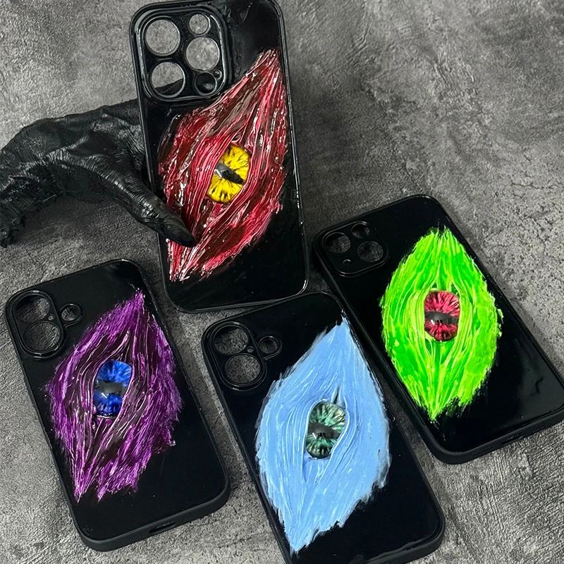 

4074 3D Color Clash Mythical Creature Eye Demon Teeth Fantasy Phone Case Cover for iPhone Huawei Xiaomi Redmi 5G Universal