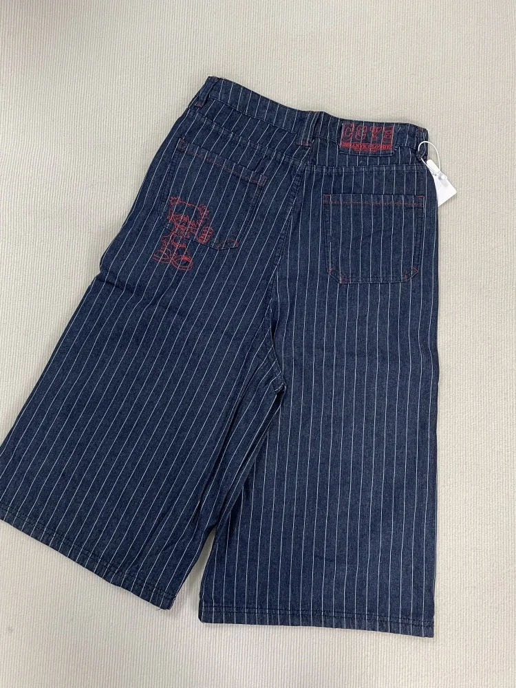 Calça jeans cargo feminina, azul claro, comprimento da panturrilha, harajuku, y2k, baggy, japonesa, 2000s, tamanho grande, roupas vintage