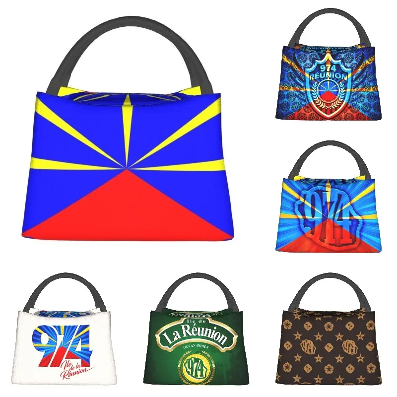 

974 Reunion Island Flag Insulated Lunch Bags for Women Reunionese Proud Resuable Cooler Thermal Food Lunch Box Hospital Office