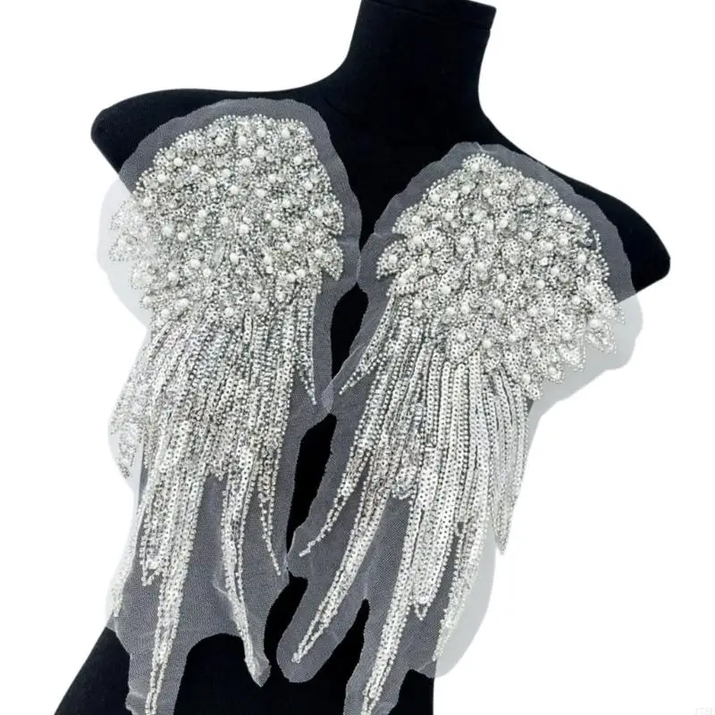 J78E 2pcs Multicolor Elegant Angel Wing Women Embroidery Badge Artistic Wing Brooch