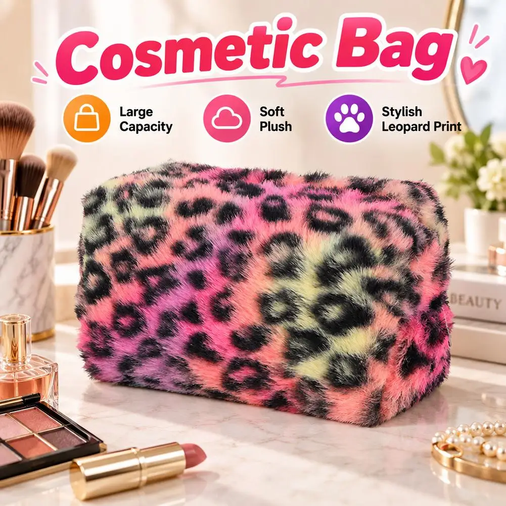 Unique Leopard Print Makeup Bag Large-Capacity Cosmetic Organizer Lipstick Storage Pouch