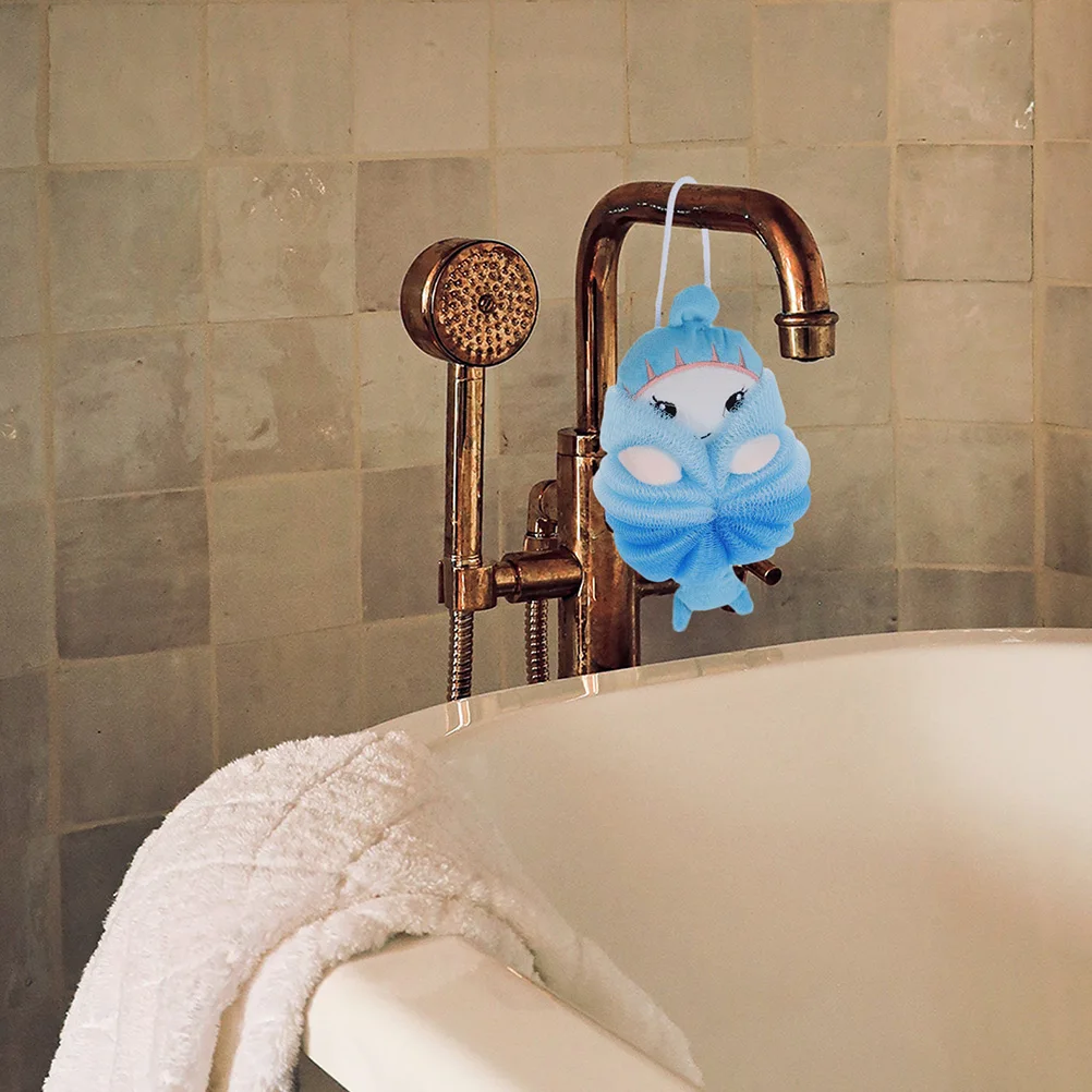 2 Buah Spons Mandi Kartun untuk Anak-anak, Bola Pengelupas Kulit Tubuh, Pembersih Kulit, Penggosok Mandi, Loofah Penggosok Mandi untuk Tubuh