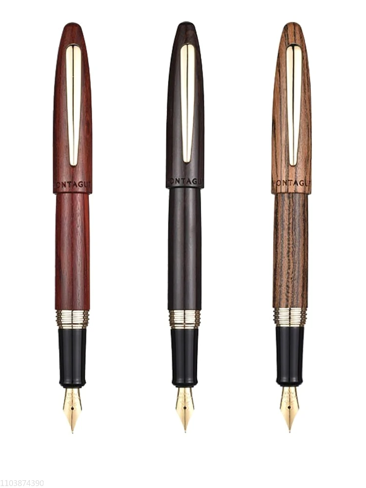 

Montagut Taipan Solid Wood Fountain Pen EF/F/Bent 0.38/0.5/1.0mm Tip Artwork Ink Pen Student Character Practice Calligraphy Gift