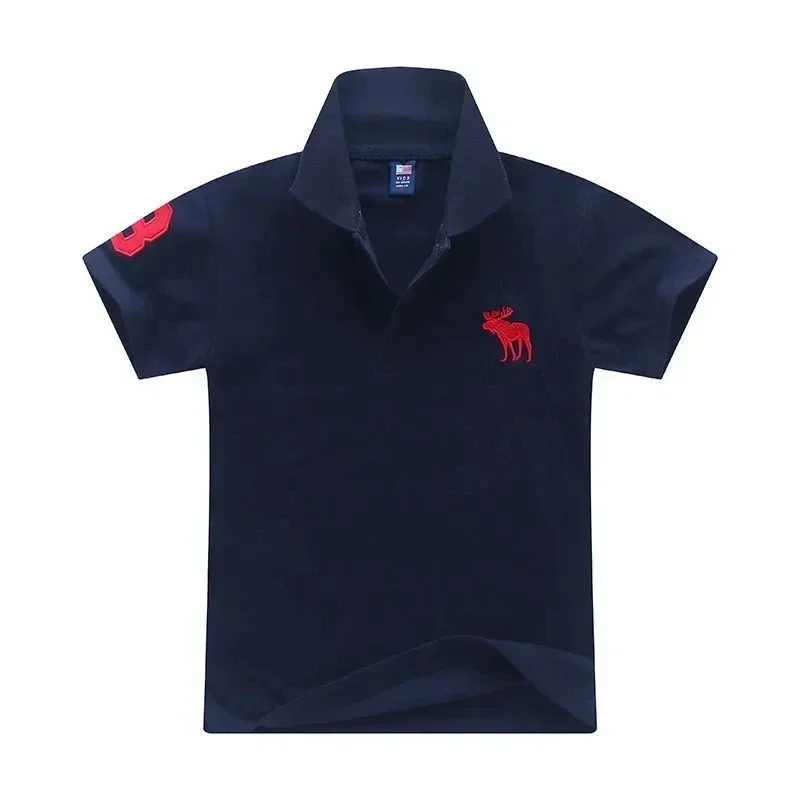 Chłopięce koszulki polo dziecięce T-shirt z krótkim rękawem kreskówkowe haftowane bluzki 2024 lato 2 do 8 lat odzież dziecięca