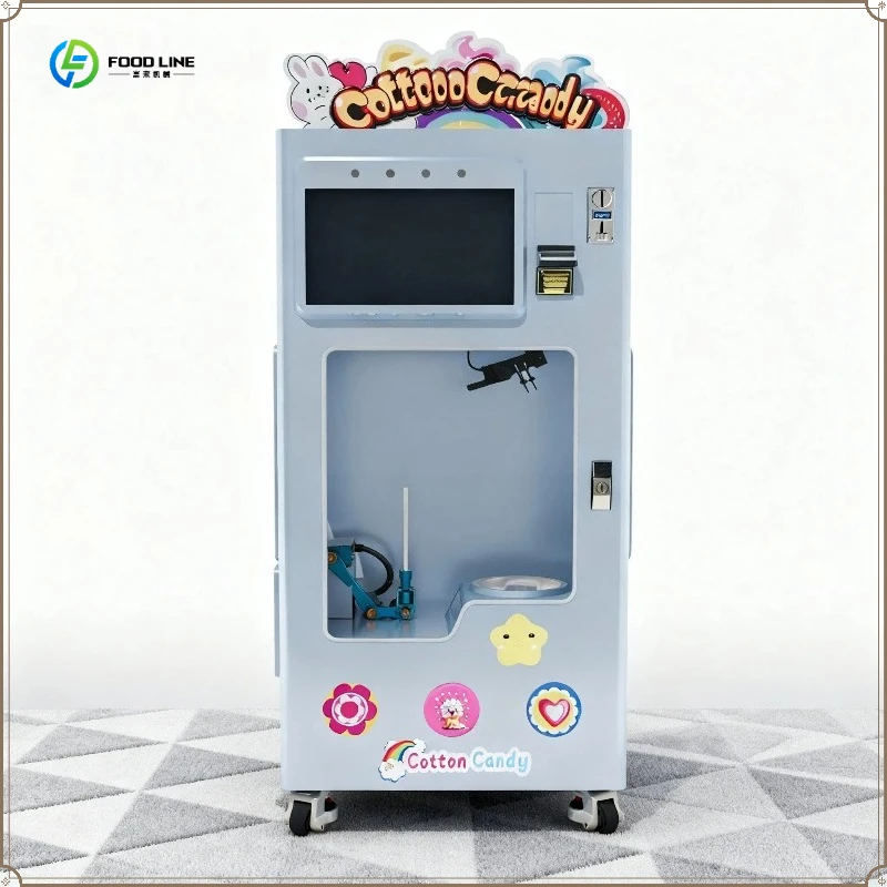 Touch Screen Robust Automatic Sugar Floss Maker for Consisten Food Vending Machine FL Customized