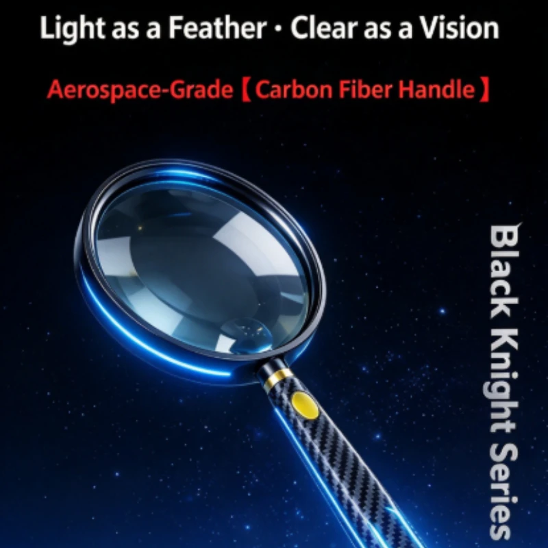 Carbon Fiber Aspherical Magnifier 10X 20X HD Handheld for Seniors Reading & Kids Exploring, Eye-Friendly