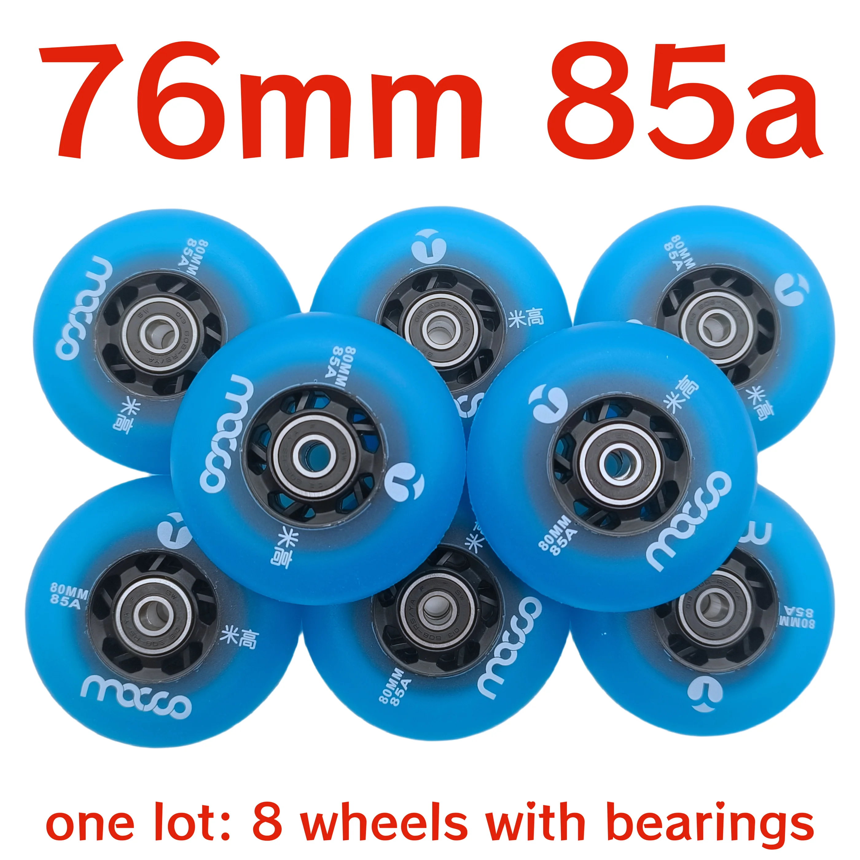Free shipping roller wheel skate wheel 72mm 76mm 80mm 85A 8wheels / lot PU high quality  85a